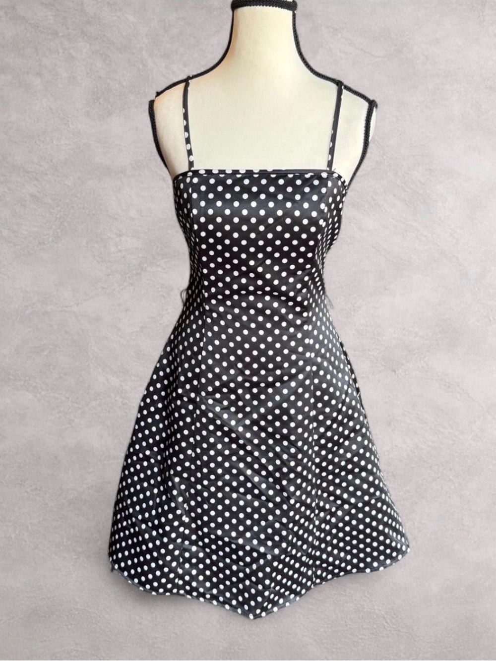 Vintage Mariposa Black & White Polka Dot Fit & Flare Dress - Size 7/8